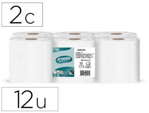 Papel seca maos amoos profissional jumbo 2 folhas 30 gr pack de 12 rolos