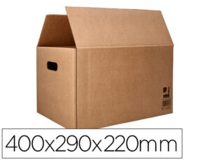 Caixa para embalar q-connect americana com asas cartao canal simples 5 mm cor kraft 400x290x220 mm