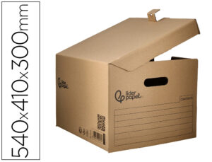 Caixa para arquivo definitivo liderpapel cartao 100% reciclado para 5 caixas arquivo def. folio 540x410x300mm