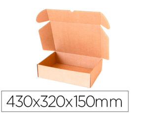 Caixa auto montagem q-connect para e-commerce e presentes cartao reciclado canal simples 3 mm kraft 430x320x150 mm