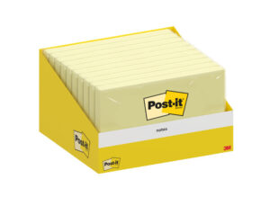 Bloco de notas adesivas post-it 76x127 mm 100 folhas amarelo canario retratilado individualmente