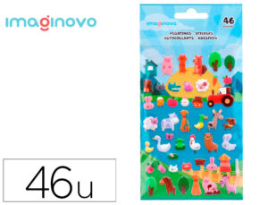 Autocolantes imaginovo cute animals quinta com relevo 190x105 mm em blister