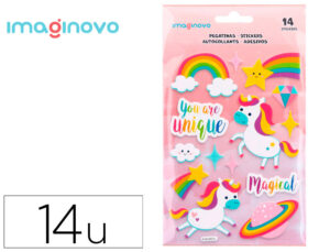 Autocolantes imaginovo unicornios magic dreams com relevo 210x130 mm em blister