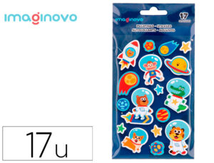 Autocolantes imaginovo luminosos astronautas 250x145 mm em blister
