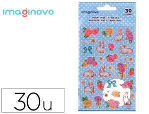 Autocolantes imaginovo flores e coelhos de papel 190x104 mm em blister
