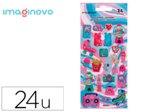 Autocolantes imaginovo desenhos sortidos hobbies com brilho 214x100 mm em blister