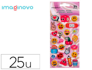 Autocolantes imaginovo desenhos sortidos smiley com brilho 214x100 mm em blister