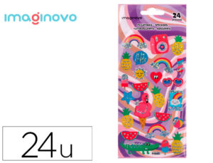 Autocolantes imaginovo desenhos sortidos verao com brilho 214x100 mm em blister