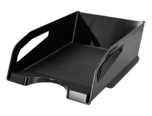 Bandeja de secretaria plastico q-connect grande capacidade com asa preto opaco 386x270x115mm