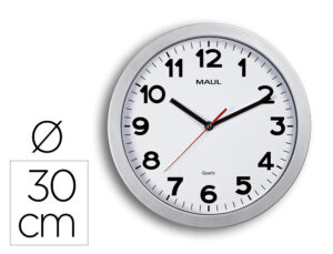Relogio maul step de parede redondo 30 cm diametro eletrico cor prata