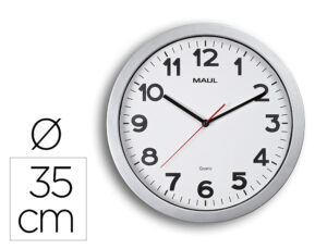 Relogio maul step de parede redondo 35 cm diametro eletrico cor prata