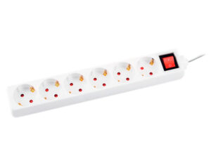 Extensao q-connect 6 tomadas de corrente com interruptor comprimento cabo 1,5 mt cor branco