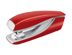 Agrafador petrus 635 wow vermelho metalizado capacidade 30 folhas em blister usa agrafes 22/6 24/6 e 26/6
