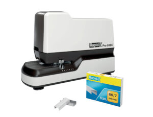 Agrafador rapid pro 90ec eletrico branco capacidade 50 folhas usa agrafes nº 66 e nº 44