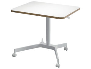 Mesa leitz ergo regulavel em altura pneumatica tabuleiro 80x60 cm com 4 rodas cor branco