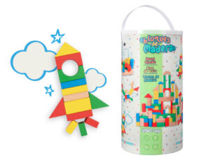 Jogo infantil imaginovo madeira construcao de blocos +12 meses 100 pecas 29x29x3,5cm