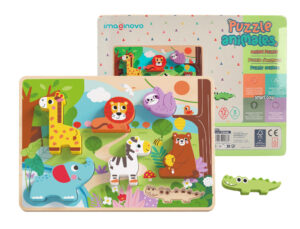Puzzle infantil imaginovo madeira 3d animais +12 meses 8 pecas 29,5x22x1,7cm