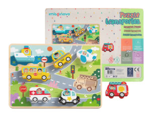 Puzzle infantil imaginovo madeira 3d veiculos +12 meses 8 pecas 29,5x22x1,7cm