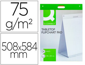 Bloco de congresso q-connect liso autoadesivo de secretaria 508x584 mm 20 folhas papel branco de 75 gr fsc