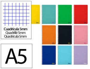 Caderno espiral liderpapel din a5 smart capa suave 80 f 75 gr quadricula 5mm com margem cores sortidas