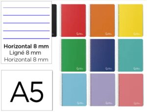 Caderno espiral liderpapel witty micro din a5 capa dura 120f 90gr pautado 5 bandas 6 furos cores sortidas