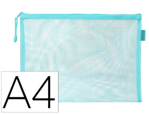 Bolsa com fecho de correr liderpapel poliester transpiravel multiusos din a4 azul pastel
