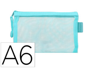 Bolsa com fecho de correr liderpapel poliester transpiravel multiusos din a6 azul pastel