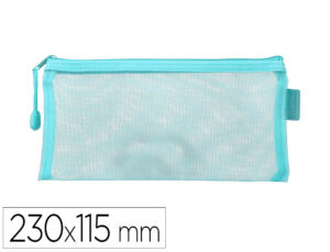 Bolsa com fecho de correr liderpapel poliester transpiravel multiusos ticket 230x115 mm azul pastel