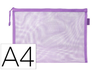 Bolsa com fecho de correr liderpapel poliester transpiravel multiusos din a4 roxo pastel