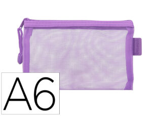 Bolsa com fecho de correr liderpapel poliester transpiravel multiusos din a6 roxo pastel