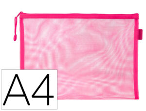 Bolsa com fecho de correr liderpapel poliester transpiravel multiusos din a4 rosa