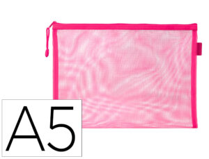 Bolsa com fecho de correr liderpapel poliester transpiravel multiusos din a5 rosa