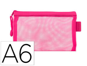 Bolsa com fecho de correr liderpapel poliester transpiravel multiusos din a6 rosa