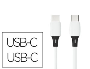 Cabo usb-c a usb-c q-connect pvc comprimento 1m branco