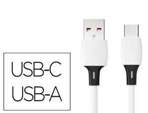 Cabo usb-c a usb-a q-connect pvc comprimento 1m branco