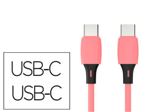 Cabo usb-c a usb-c q-connect pvc comprimento 1m rosa