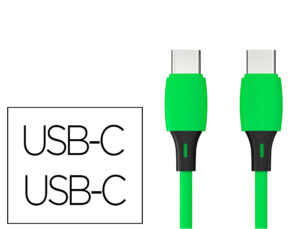 Cabo usb-c a usb-c q-connect pvc comprimento 2m verde