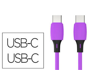 Cabo usb-c a usb-c q-connect pvc comprimento 1m roxo