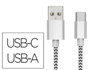 Cabo usb-c a usb-a q-connect nylon comprimento 1m branco