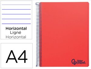 Caderno espiral liderpapel wonder micro din a4 capa plastico 120f 90 gr horizontal 5 bandas 4 furos cores sortidas