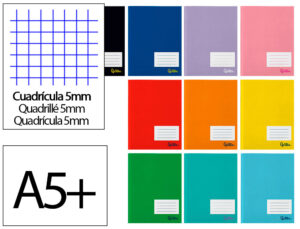 Caderno agrafado liderpapel smart din a5+ 48 f 75gr quadricula 5mm com margem cores sortidas
