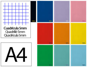Caderno agrafado liderpapel smart din a4 48 f 75gr quadricula 5mm com margem cores sortidas