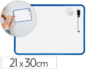 Quadro branco liderpapel 21x30 cm magnetico dupla face liso com marcador iman e apagador