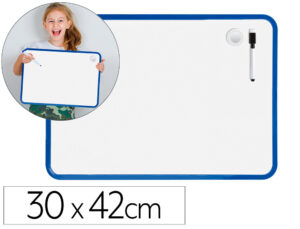 Quadro branco liderpapel 30x42 cm magnetico dupla face liso com marcador iman e apagador