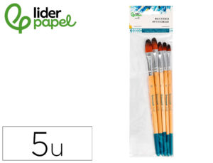 Pinceis sintéticos liderpapel ponta língua de gato saco de 5 unidades tamanhos sortidos certificado fsc
