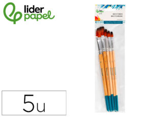 Pinceis sintéticos liderpapel ponta plana saco de 5 unidades tamanhos sortidos certificado fsc