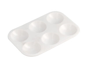 Paleta de plástico liderpapel para pintura retangular com 6 cavidades 12,5x8,7 cm