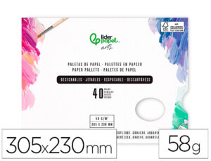 Paletas de papel descartáveis liderpapel para pintura 40 folhas gramagem 58g/m2 com furo para o polegar