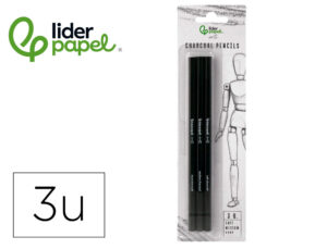 Lápis de carvão para esboços liderpapel caixa de 3 unidades com diferentes durezas certificado fsc