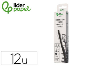 Carvão redondo para desenho liderpapel caixa de 12 unidades diâmetros sortidos